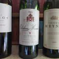 Saint Emilion : Mangot Cuvée Todeschini 2010, Liban : Musar 2003, Saint Estèphe : Meyney 2005