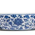 A blue and white ‘Floral scroll’ bowl, Qianlong seal mark and period (1736-1795)