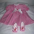 N°26 robe vichy rose et ses chaussons assortis