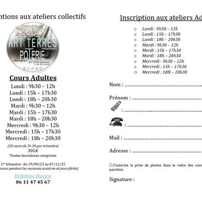 Cours de poterie 2022/2023
