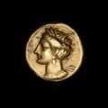 A beautiful ancient Punic electrum stater from the famous city of Carthage, struck circa 300 B.C. in Carthage