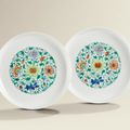 A fine and very rare pair of doucai ‘floral medallion’ washers, Yongzheng marks and of the period (1723-1735)