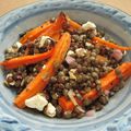 Salade de lentilles vertes, carottes caramélisées et feta