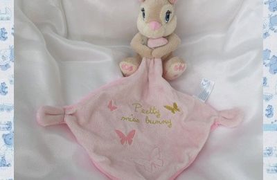 Doudou Lapin Mouchoir Rose Pretty Miss Bunny Papillon Doré Simba Toys Nicotoy