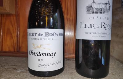 Vin du Pays de l'Atlantique : Hubert de Boüard Chardonnay 2021; Puisseguin Saint Emilion : Fleur de Roques 2019
