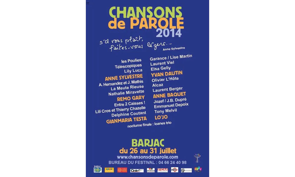 BARJAC festival Chansons de parole, mardi 29 juillet 2014