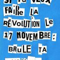 Si tu veux faire la révolution le 17 novembre : brûle ta voiture !