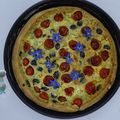 Clafoutis salé aux tomates cerises, aux olives et à la bourrache