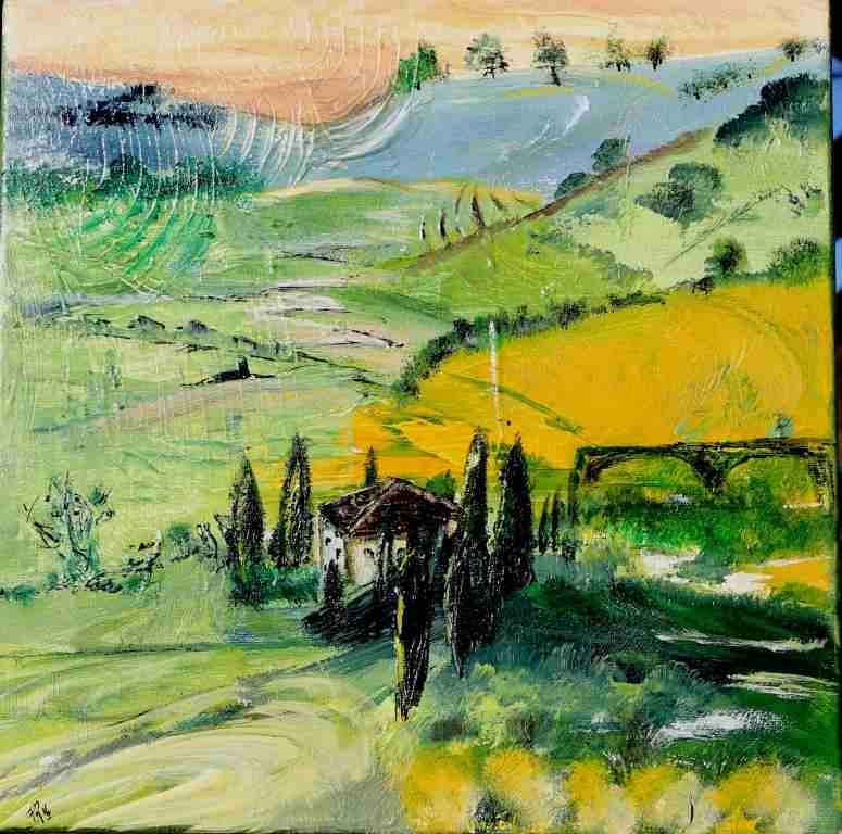 Toscane- acryl2016- cadre blanc- 30  X30cm -(n°71 ND)-