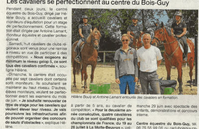 Article ouest france sur le stage de ce week end 