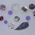 Lot mixé de 12 perles mauves en verre porcelaine synthétique rondes coeur ovale breloque feuille