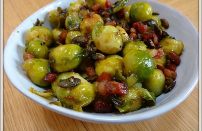 Choux de Bruxelles braisés au miel, pancetta et graines de courge