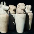 Canopic jars that were discovered at Amenhotep IIs funerary temple in western Luxor