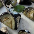 Roulés d'aubergines au fromage frais et tomates rôties 