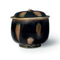 A Henan russet-splashed black-glazed deep jar and cover, Song Dynasty (960-1279)