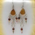 Boucles D'oreilles Noora Verre Murano Marron Argent d'alpaca Artisanat du Pérou