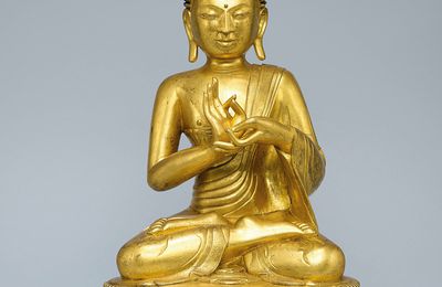 A gilt-bronze figure of Buddha, Tibeto-Chinese, 18th century