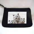 Pochette de Rangement ou Maquillage "Portrait de Westies" coton noir