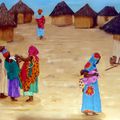Le village africain - Huile 61 x 50