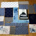 Fin de la broderie pour mon foulard en patchwork de sashiko