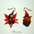 Boucles d'oreilles Fée de l'automne et son arbre fleuri