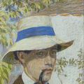 Gino SEVERINI (1883-1966)  Autoportrait à la pipe et chapeau panama, 1908 