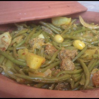 tajine haricot verre ,kefta,pomme de terre fondante...
