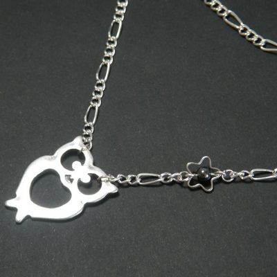 collier "un hibou dans la nuit"