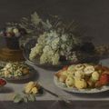 Osias Beert the Elder, Still life of grapes and other fruits with a knife, Façon de Venise wineglasses and other objects...