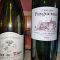 Côtes du Rhône : Domaine Charvin 2020, Francs-Côtes de Bordeaux : Puygueraud rouge 2010