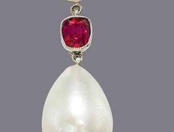 A natural pearl and Burma ruby pendant