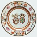 A large Chinese famille rose armorial dish for the Italian market, Yongzheng period (1723-1735), circa 1722