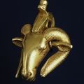 Ram's-head amulet, Late Period, Dynasty 25, ca. 712–657 B.C., Egyptian-Nubian. Gold.