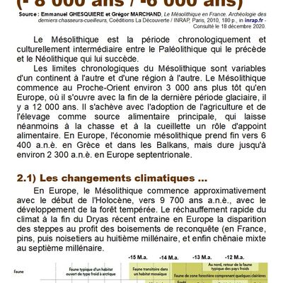 LE MESOLITHIQUE (-8 000 / -6 000 ans)