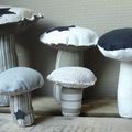 Champignons lin, coton, coutil à matelas, avec