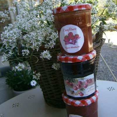 Confitures de Fraises, Fraises et Rhubarbe, Cerises