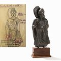 Tall Gray Schist Figure Standing Buddha, Gandhara, 2nd-3rd century