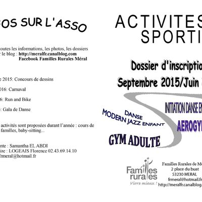 dossier d'inscription activités sportives saison 2015/2016