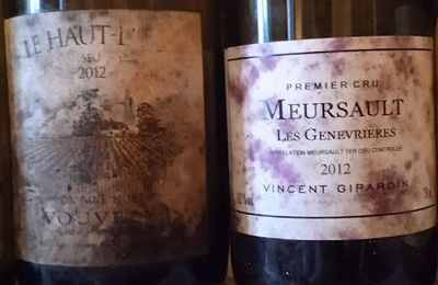 Vouvray : Domaine Huet : Le Haut Lieu 2012, Vincent Girardin : Meursault : Premier Cru : Les Genevrières 2012 