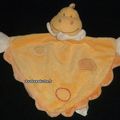 Doudou peluche dinosaure dragon Bengy plat,jaune orange