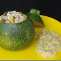 Courgettes farcies aile de raie aux câpres et citron