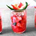 Verrine Tomates poivrons Chips d'emmental rapé