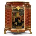 Maison Forest. A Louis XVI style gilt-bronze mounted kingwood and coromandel lacquer- mounted canted corner cabinet. Paris 1895