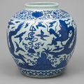 Jar with Five-Clawed Dragons and Shou (Longevity) Characters, Ming Dynasty (1368-1644), Jiajing Mark and Period (1522-1566)