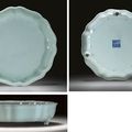 A fine and very rare Ru-type lobed octogonal tripod bulb bowl. Qianlong seal mark and of the period  1736-1795