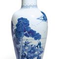 A blue and white 'figural'  baluster vase, Qing dynasty, Kangxi period (1662-1722)