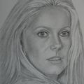 Portrait de Catherine Deneuve,crayon de couleur noir