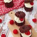 Financier au chocolat , mascarpone et framboises 