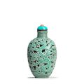 A fine reticulated turquoise-glazed snuff bottle, Daoguang seal mark and of the period