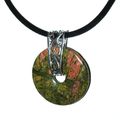 Pendentif Pi UNAKITE 10 D.40mm Support ARGENTE - Pierre de PROTECTION 